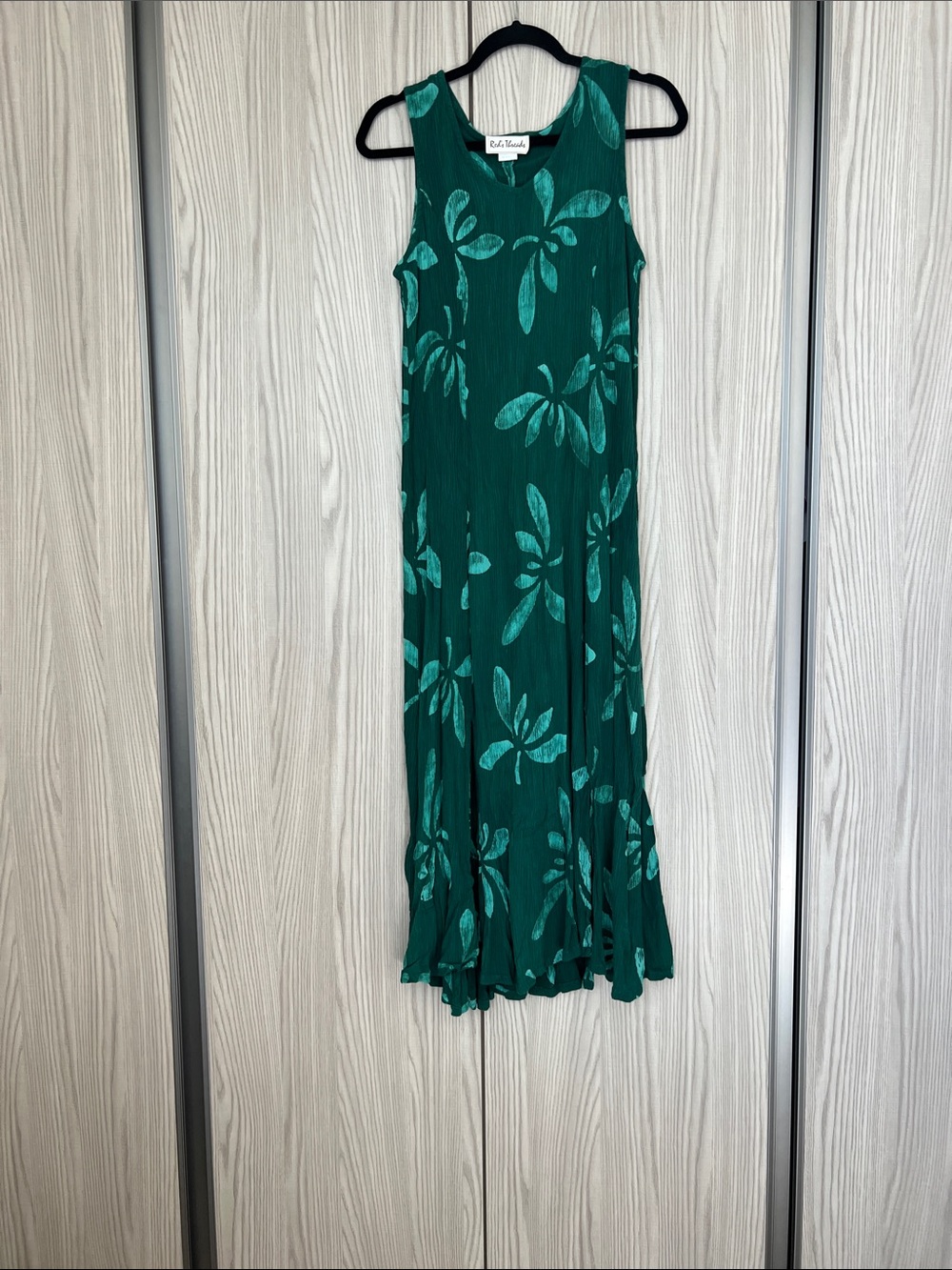 Emerald Green Floral Tank Midi Dress